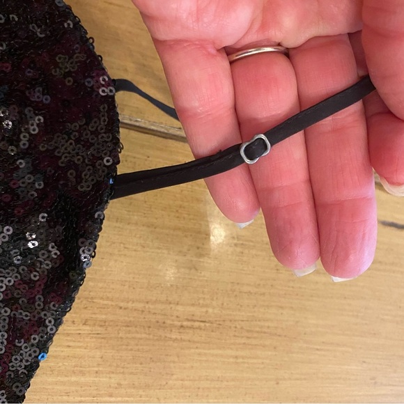 Open Edit Women’s Black Sequin Mini Dress Adjustable  Straps New Small - Picture 8 of 16